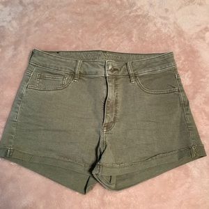 Olive Green Denim Shorts